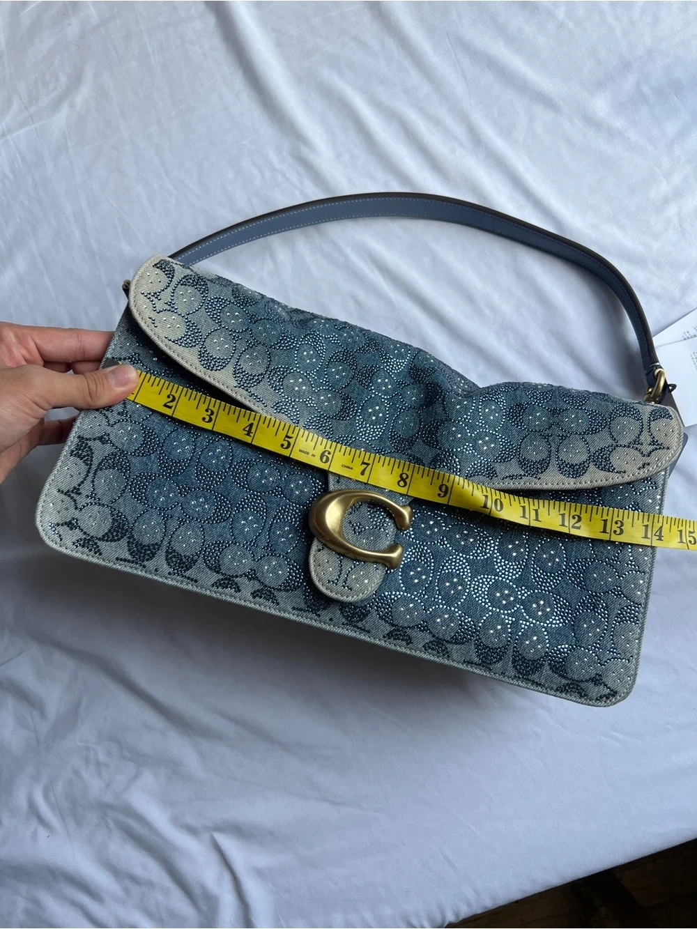 BNWT AUTH COACH Crystal Tabby 36 Loved Denim LARGE Signature Print Shoulder Bag
